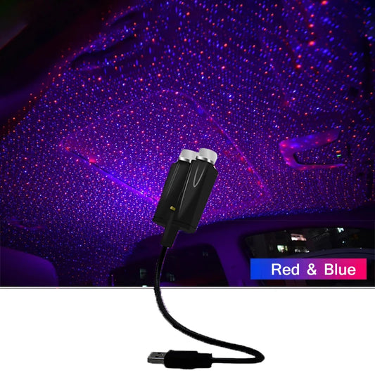 Car Starry Laser Lamp USB Night Starry Sky Projector Voice Control for Home Party Car Atmosphere LED Laser Projection Light