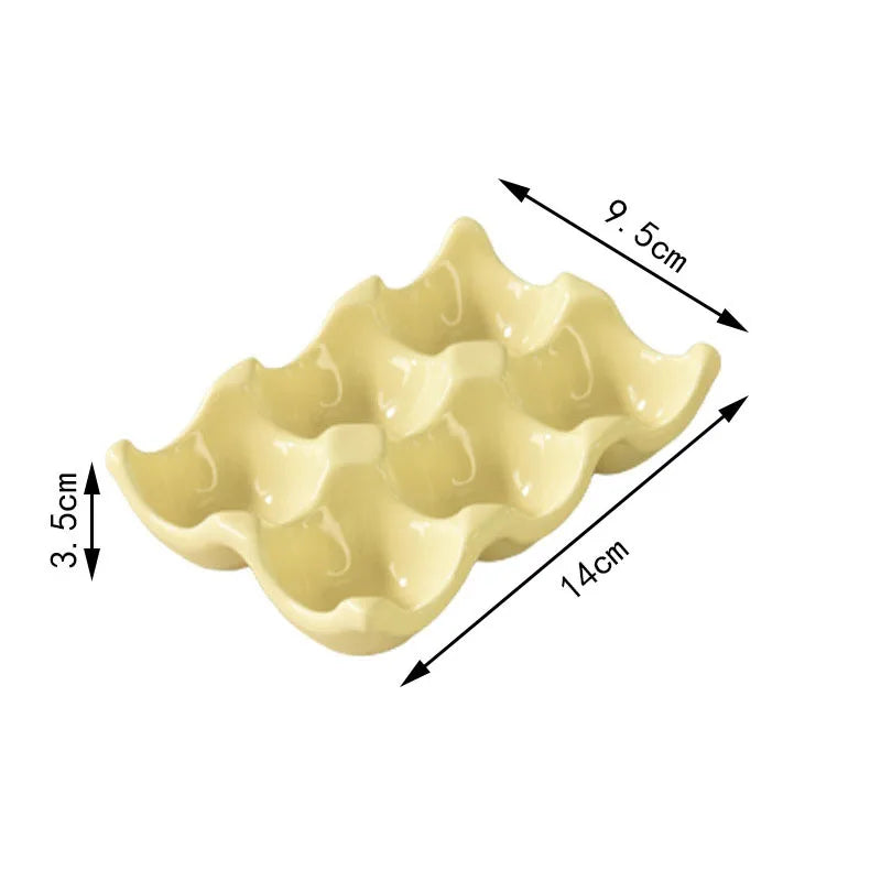 Creative 6 Lattice Ceramic Egg Holder Modern Simple Solid Color Eggs Storage Tray Restaurant Household Kitchen Items Trays