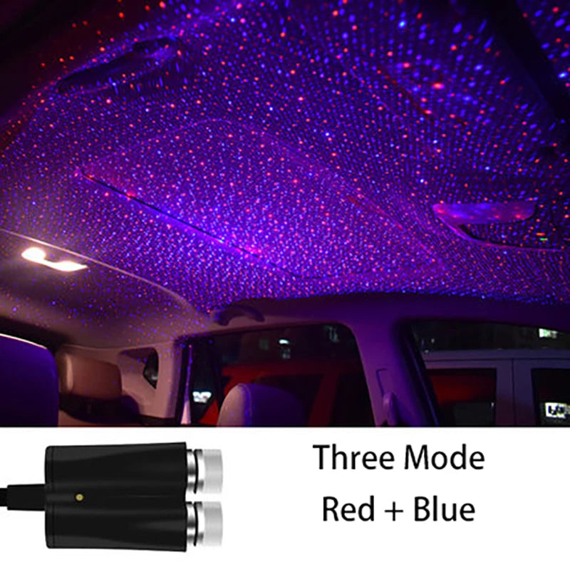 Car Starry Laser Lamp USB Night Starry Sky Projector Voice Control for Home Party Car Atmosphere LED Laser Projection Light