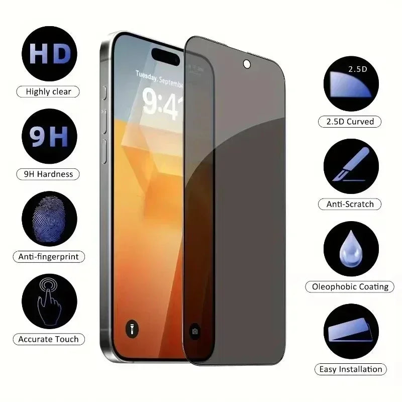 5Pcs Full Cover Privacy Screen Protector For iPhone 16 11 12 13 14 Pro