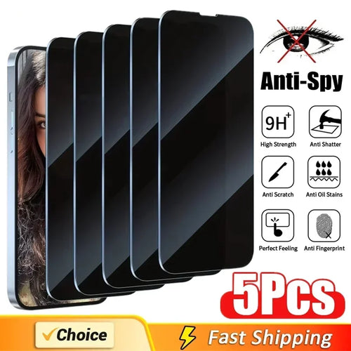 5Pcs Full Cover Privacy Screen Protector For iPhone 16 11 12 13 14 Pro