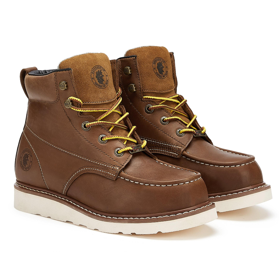 ROCKROOSTER Edgewood Men's 6 inch Brown steel toe waterproof wedge